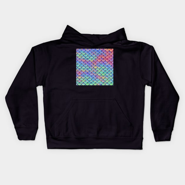 Iridescent Mermaid Scales Kids Hoodie by funhousejen